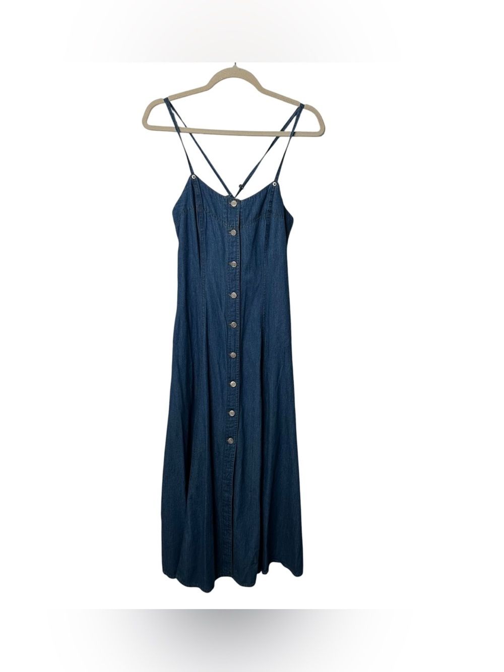 VTG Moda Int'l 90s Denim Button Front Sun Dress Maxi